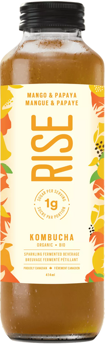 RISE KOMBUCHA, MANGUO PAPAYA ORGANIC, 414ML