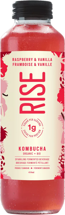 RISE KOMBUCHA, RASPBERRY VANILLA ORGANIC, 414ML