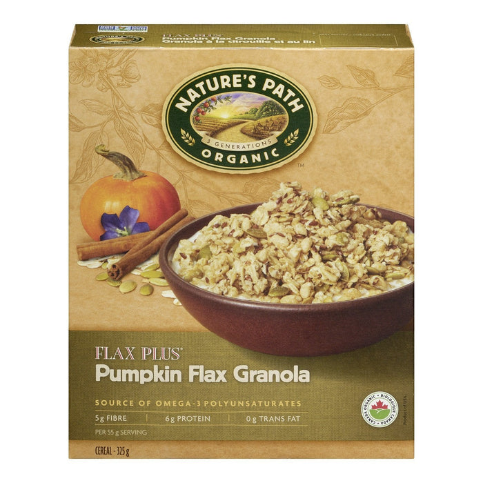 NATURES PATH FLAX PLUS CÉRÉALES CITROUILLE LIN GRANOLA BIOLOGIQUE 325 G