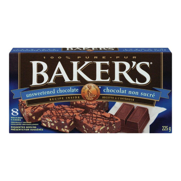 BAKERS CHOCOLAT À CUISSON NON SUCRE 225 G