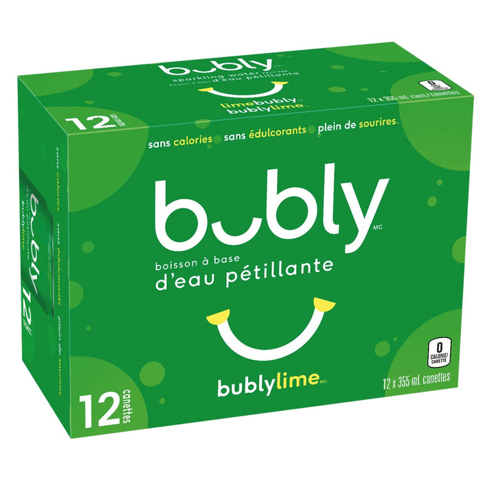 EAU PÉTILLANTE BUBLY LIME, 12 x 355 ML