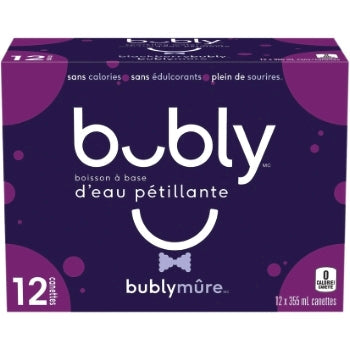 BUBLY EAU PÉTILLANTE DE MÛRE, 12 x 355 ML