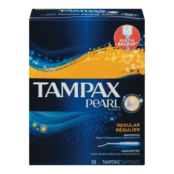 TAMPAX PEARL TAMPONS PLASTIQUE RÉGULIER SANS PARFUM, 18 U