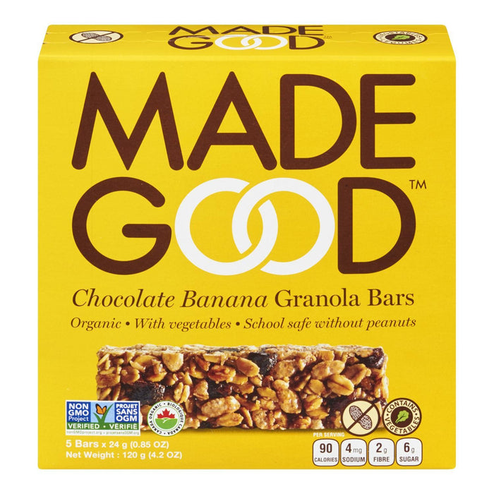 MADE GOOD BARRES GRANOLA CHOCOLAT BANANE BIO 5S 120 G