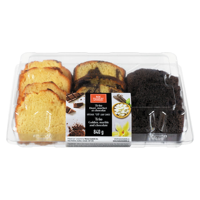 TRIO DE GÂTEAU PRÉ-TRANCHÉS DORÉ, MARBRE ET CHOCOLAT MAISON ISABELLE 840G