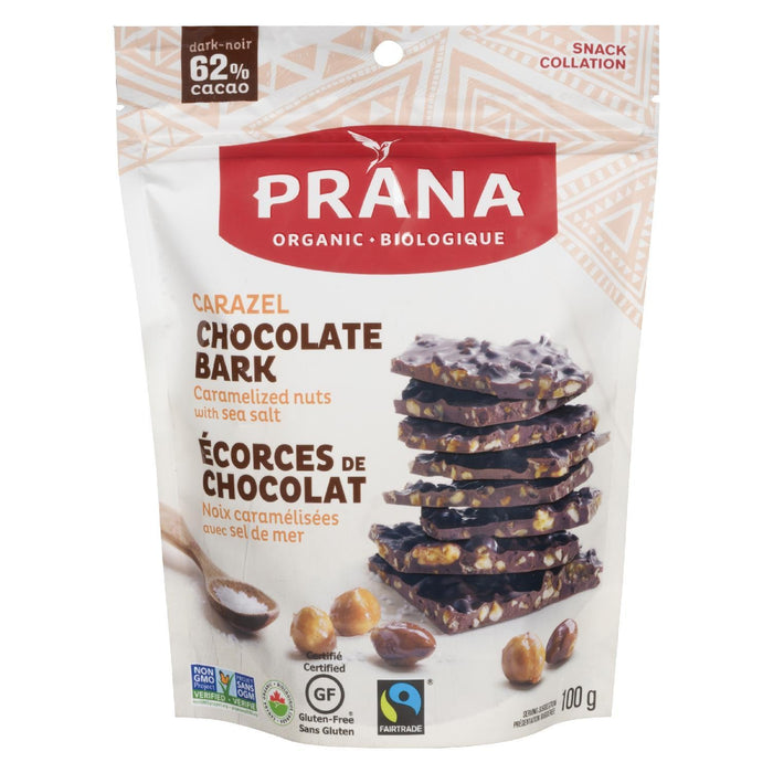 PRANA SNACK CHOCOLATE BARK CARAMELIZED NUTS SEA SALT ORGANIC 100 G