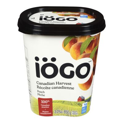IOGO RÉCOLTE YOGOURT CANADIENNE À LA PÊCHE 3,2% 650 G