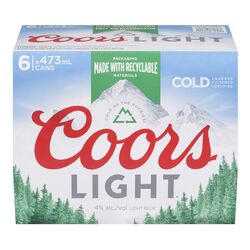 COORS LIGHT BEER, 6 X 355 ML