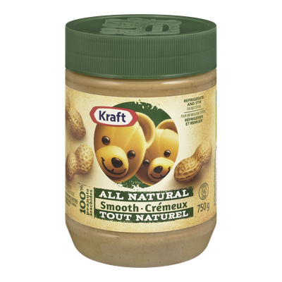 BEURRE D'ARACHIDES LISSE ENTIÈREMENT NATUREL KRAFT, 750G