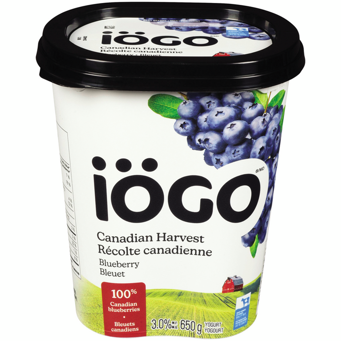 IOGO RÉCOLTE CANADIENNE BLUEBERRY YOGURT 3% 650 G