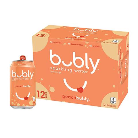 EAU PÉTILLANTE BUBLY PÊCHE, 12 x 355 ML