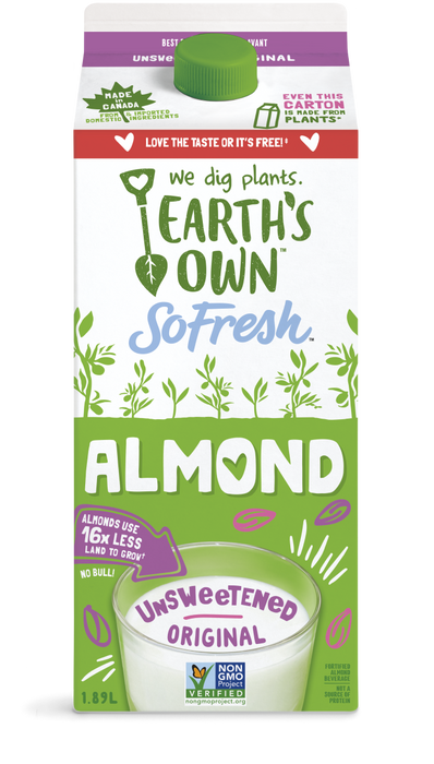 EARTH'S OWN, BOISSON FRAÎCHE NON SUCRÉE AUX AMANDES 1,89 L