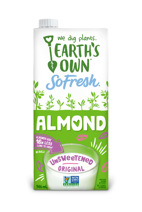 EARTH'S OWN, BOISSON AUX AMANDES NON SUCRÉES, 946 ML