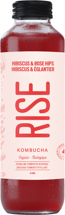 RISE KOMBUCHA, HIBISCUS AND ROSEHIP, 414ML