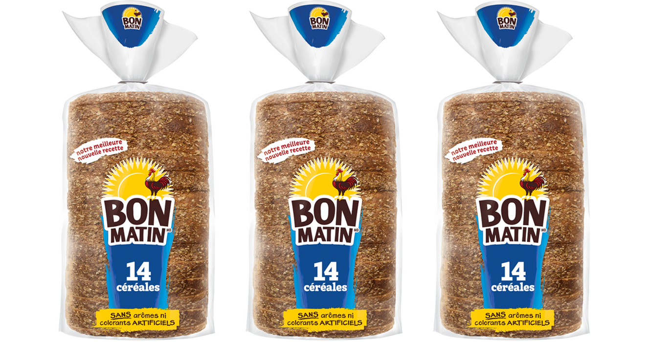 PAIN BON MATIN 14 CÉRÉALES, 3 x 520 G