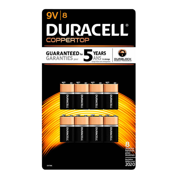 DURACELL, PILES 9V, 8 UNITÉS