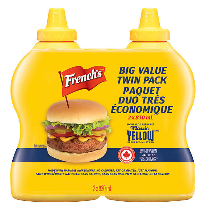 FRENCH'S, MOUTARDE JAUNE CLASSIQUE, 2 X 830 ML