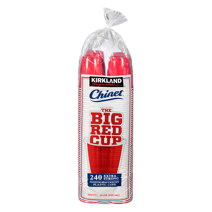 KIRKLAND SIGNATURE GRANDES TASSES ROUGES EN PLASTIQUE 532ML, PAQUET DE 240