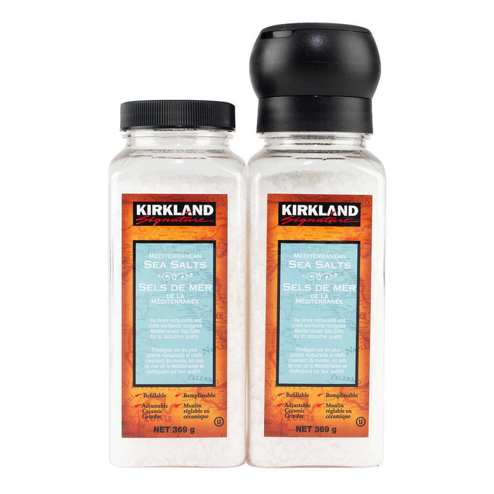 KIRKLAND SIGNATURE, SEL DE MER MÉDITERRANÉE AVEC MOULIN ET RECHARGE, 738 G