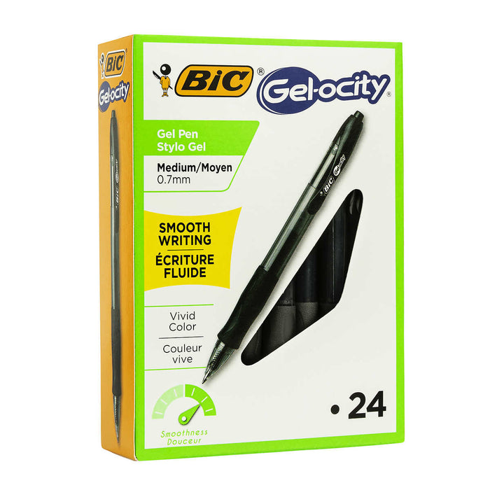 BIC, GEL-OCITY BLACK GEL PEN, 24 PACK