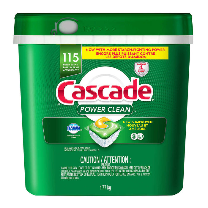 CASCADE, DÉTERGENT POUR LAVE-VAISSELLE POWER CLEAN, 115 ACTIONPACS