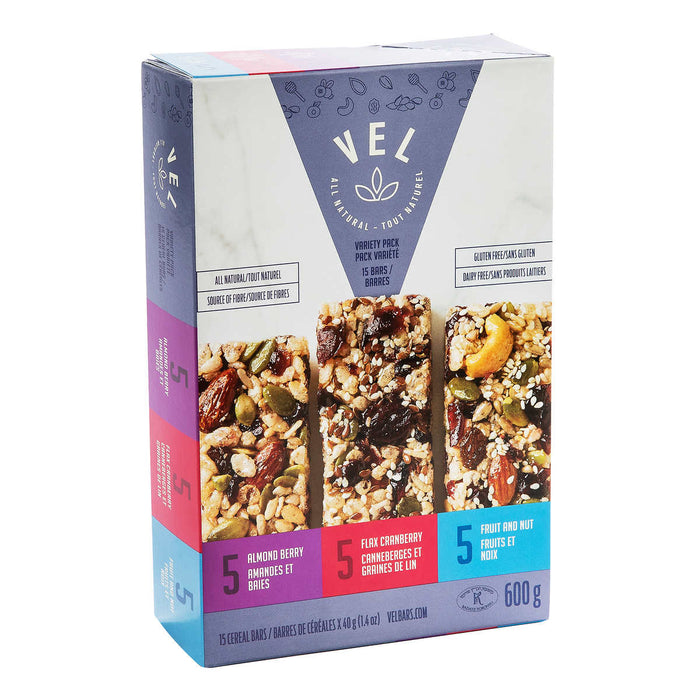 VEL BARS, VARIETY PACK, 15 X 40 G