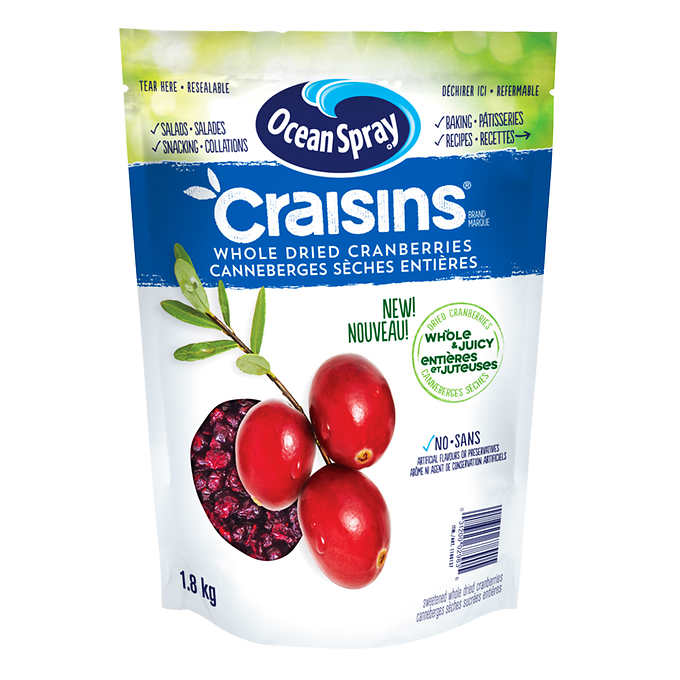 CRAISINS OCEAN SPRAY CANNEBERGES SÉCHÉES ENTIÈRES, 1.8KG