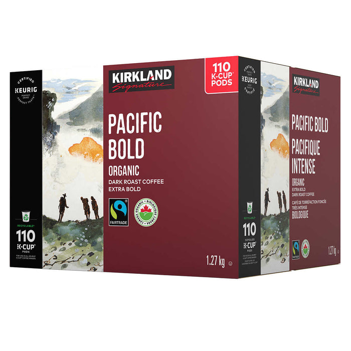 KIRKLAND SIGNATURE, PODS K-CUP BIOLOGIQUES PACIFIC BOLD ÉQUITABLES, 110 UNITÉS