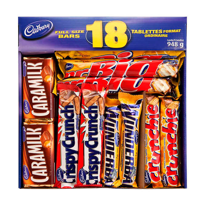CADBURY CHOCOLATE BAR ASSORTMENT, PACK OF 18