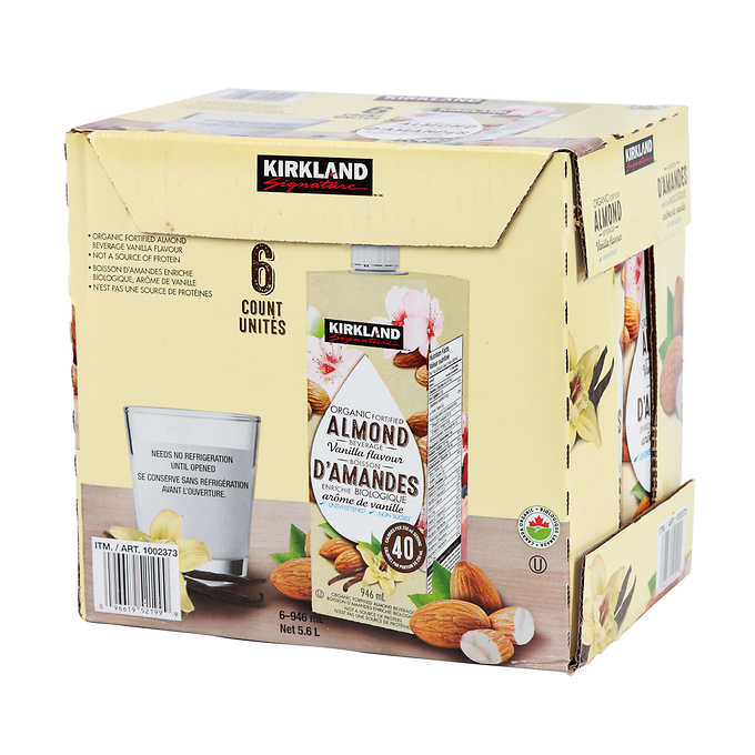 KIRKLAND SIGNATURE BOISSON AMANDES BIOLOGIQUE VANILLE, 6 X 946ML