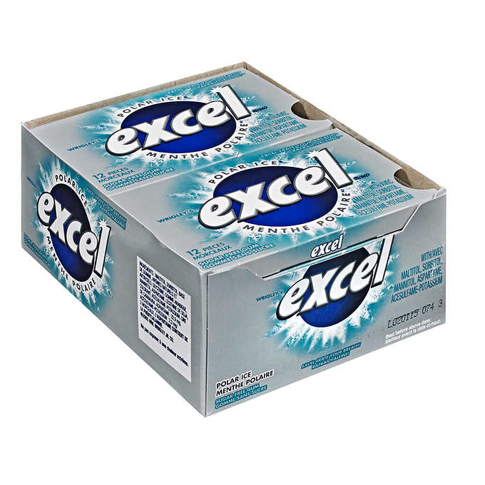 WRIGLEYS EXCEL GUM GLACE POLAIRE 12 PAQUETS x 12UN