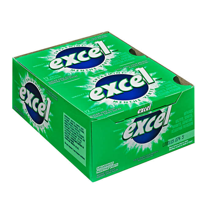 WRIGLEYS EXCEL GUM MENTHE VERTE 12 PAQUETS x 12UN