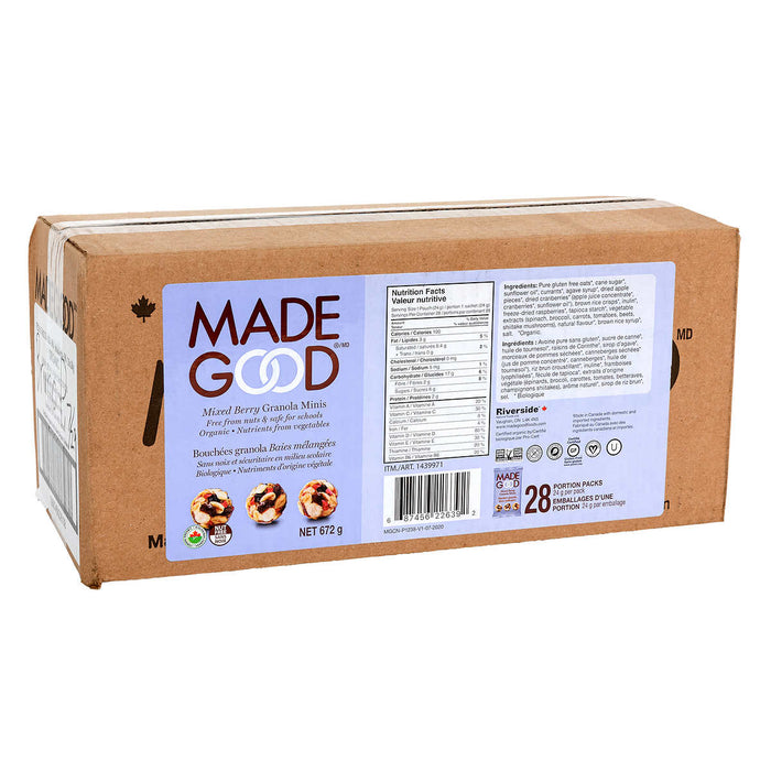 MADE GOOD, MINIS GRANOLA MÉLANGES DE BAIES BIOLOGIQUES, 28 X 24 G