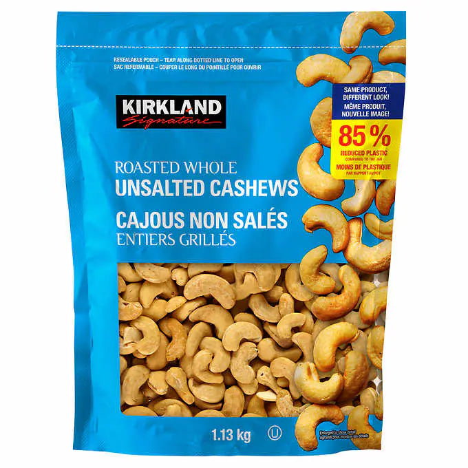 KIRKLAND SIGNATURE NOIX DE CAJOU ENTIÈRES NON SALÉES, 1,13 KG