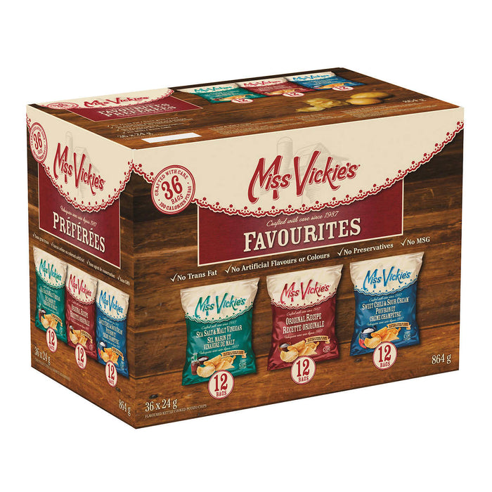 MISS VICKIES, PACK VARIÉTÉ DE CHIPS DE POMMES DE TERRE, 36 X 24G