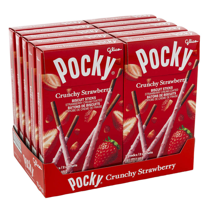 GLICO, POCKY STICKS CROQUANTS À LA FRAISE, 10 X 51 G