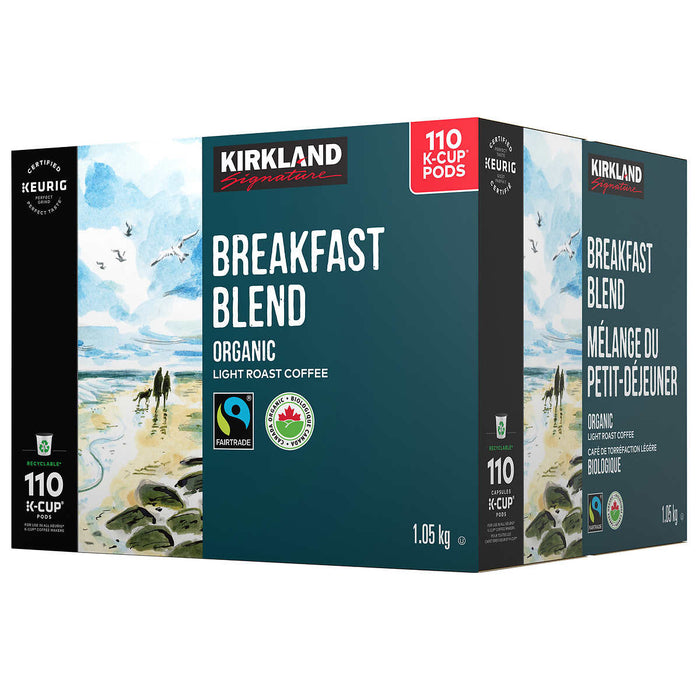 KIRKLAND SIGNATURE, MÉLANGE DE PETIT DÉJEUNER BIOLOGIQUE, COMMERCE ÉQUITABLE, PODS K-CUP, 110 UNITÉS