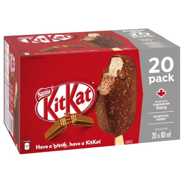BARRES DE CRÈME GLACÉE NESTLE KITKAT, 20 X 80ML
