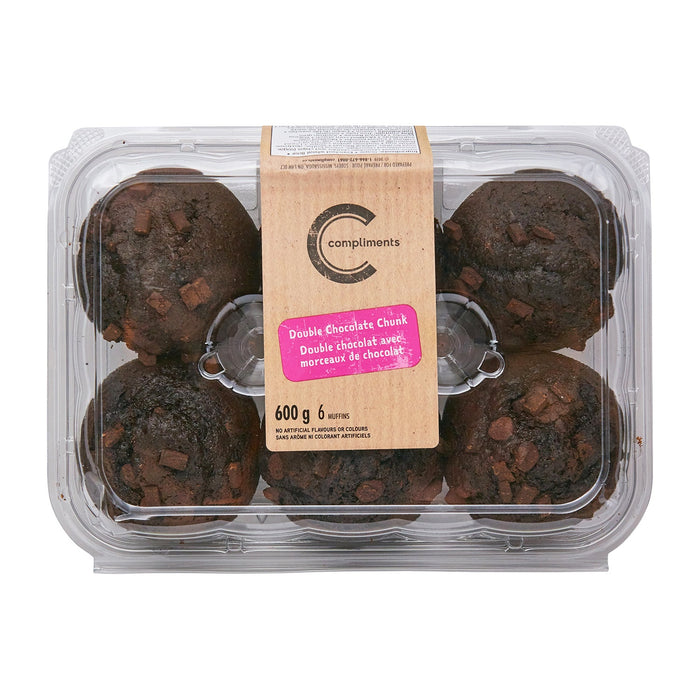 COMPLIMENTS MUFFINS DOUBLE CHOCOLAT. 600G 6UNITÉS