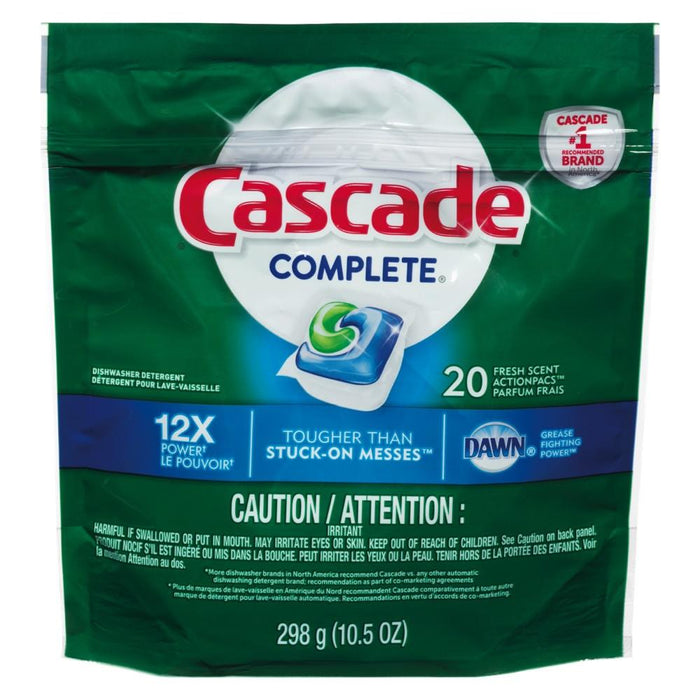 CASCADE COMPLETE DISHWASHER DETERGENT DAWN FRESH SCENT 20S 298 G