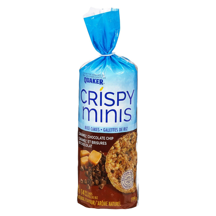 QUAKER CRISPY MINIS RICE CAKES CARAMEL CHOCOLATE CHIP 14S 199 G