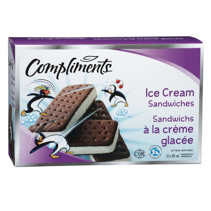 COMPLIMENTS, ICE CREAM SANDWICHES, 12 X 110 ML