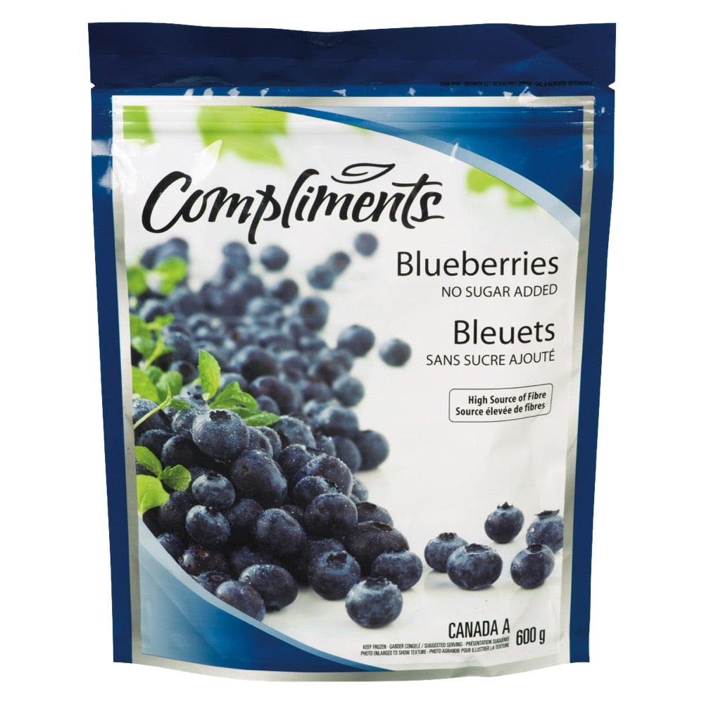 COMPLIMENTS BLUEBERRIES WHOLE NO SUGAR ADDED 600 G — Nuvo Express