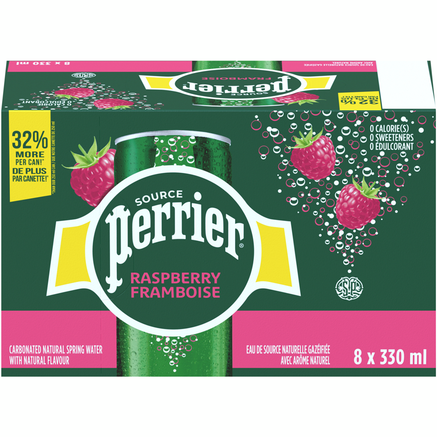 PERRIER CARBONATED SPRING WATER, RASPBERRY, 8 X 330ML — Nuvo Express
