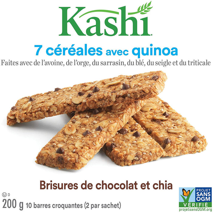 KASHI, BARRE CHIA AUX PÉPITES DE CHOCOLAT, 10 PACK 200G