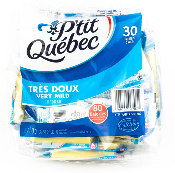 P'TIT QUÉBEC, COLLATIONS AU FROMAGE CHEDDAR, 30 X 21 G