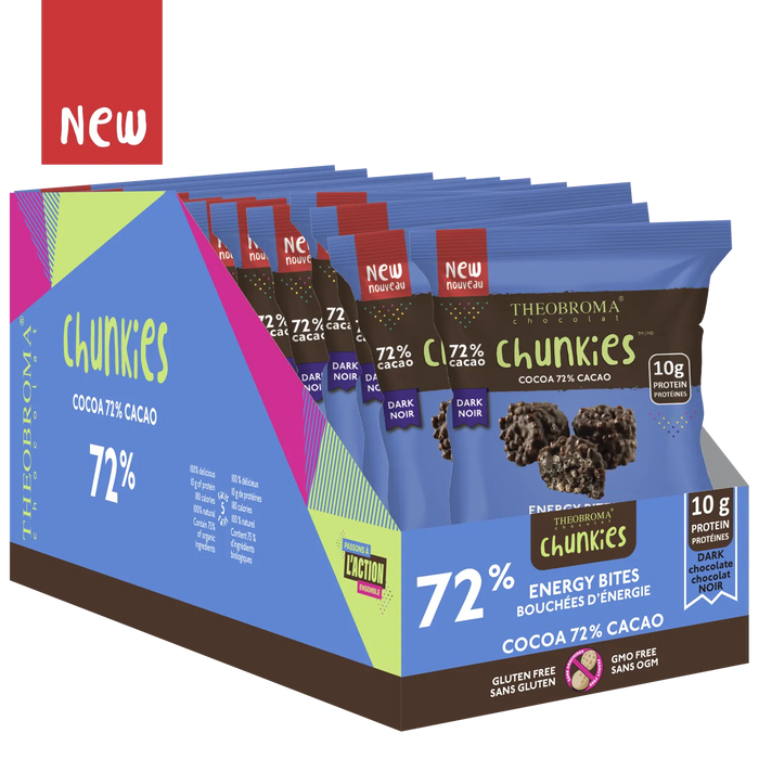 THEOBROMA CHUNKIES ENERGY BITES 72% COCOA, 12 X 37G