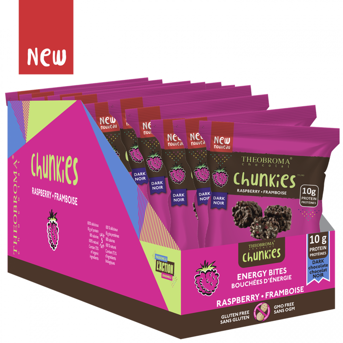 THEOBROMA CHUNKIES ENERGY BITES RASPBERRY, 12 X 37G