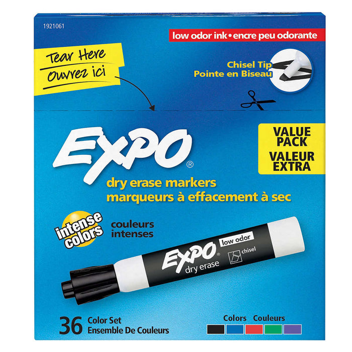 EXPO, DRY-ERASE CHISEL TIP MARKERS, 36 UNITS