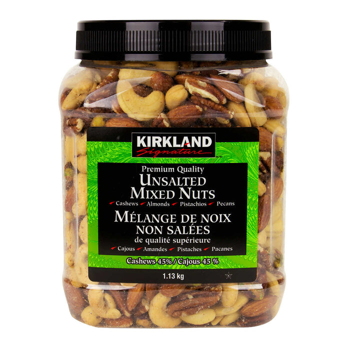 KIRKLAND SIGNATURE UNSALTED WHOLE MIXED NUTS, 1.13KG